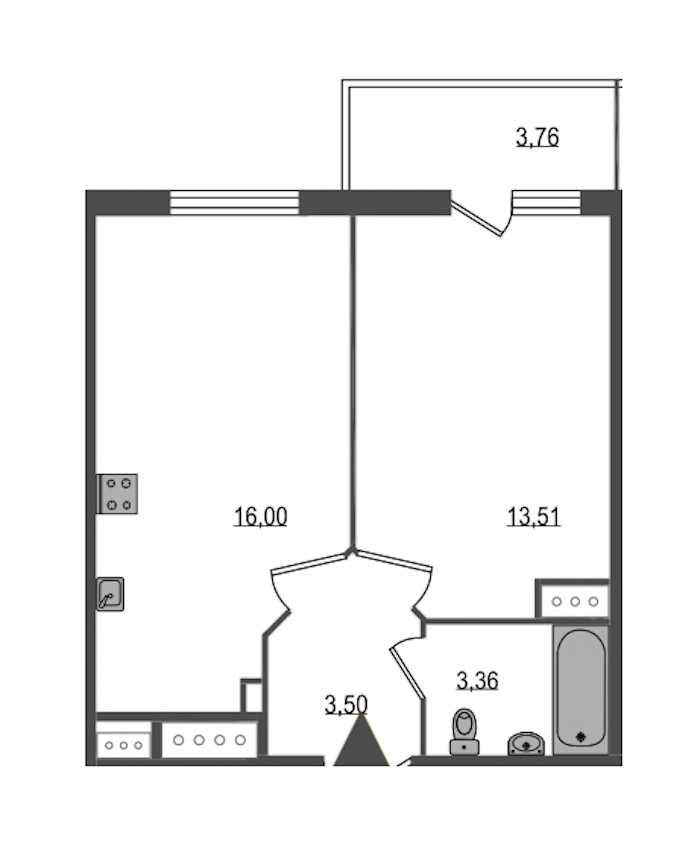 Однокомнатная квартира в : площадь 37.5 м2 , этаж: 2 – купить в Санкт-Петербурге